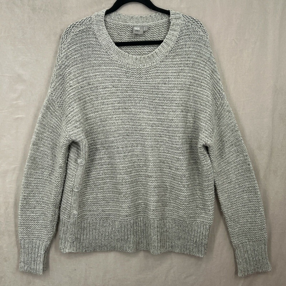 Asos Sweater Womens 10 Gray Acrylic Wool Blend Chunky Open Knit Neutral‎ Cozy